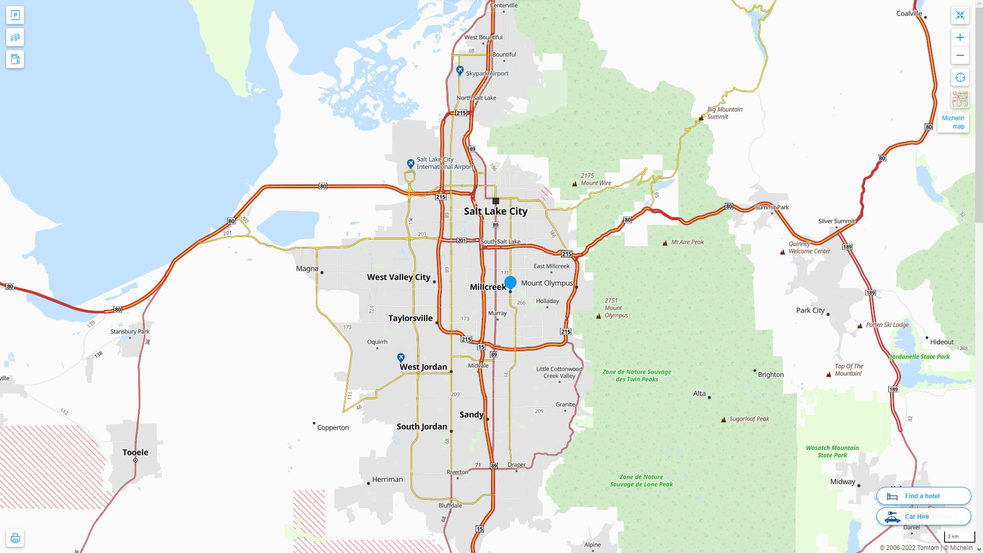 Millcreek Utah Highway and Road Map